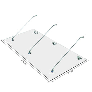 Glasvordach für Haustür mit gehärtetem Glas Edelstahl 200x90cm