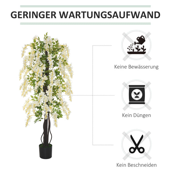 Glyzinie Kunstpflanze im Topf für Wohnzimmer 165cm