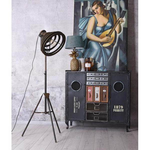 STEHLAMPE MID-CENTURY FABRIK LEUCHTE STANDLEUCHTE RETRO LAMPE METALL