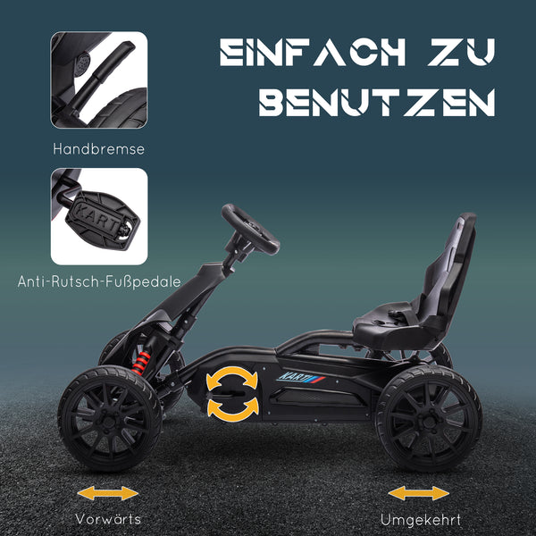 Go-Kart Tretfahrzeug mit Handbremse Outdoor für Kinder 3-8 Jahre