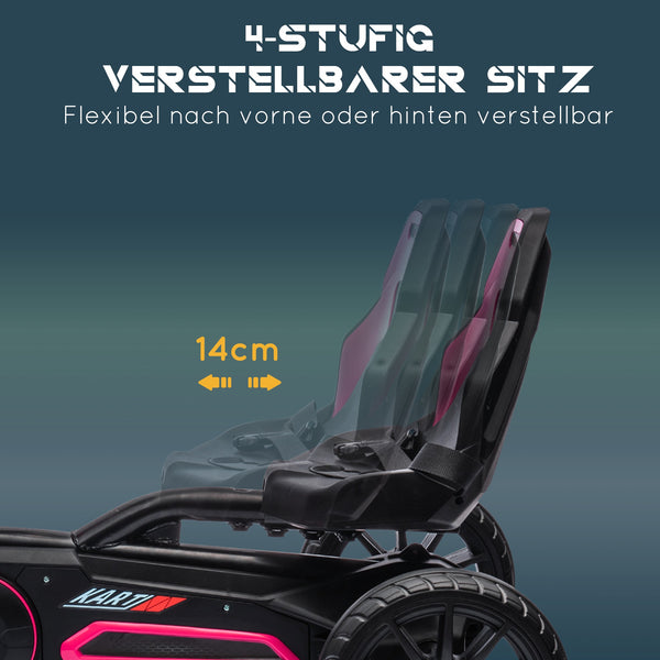 Go-Kart Tretfahrzeug mit Handbremse für Kinder 3-8 Jahre rosa