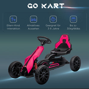 Go-Kart Tretfahrzeug mit Handbremse für Kinder 3-8 Jahre rosa
