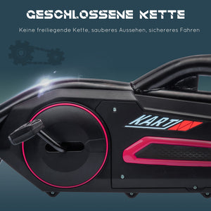 Go-Kart Tretfahrzeug mit Handbremse für Kinder 3-8 Jahre rosa