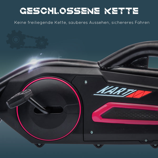 Go-Kart Tretfahrzeug mit Handbremse für Kinder 3-8 Jahre rosa