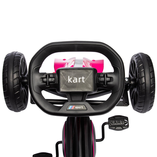Go-Kart Tretfahrzeug mit Handbremse für Kinder 3-8 Jahre rosa