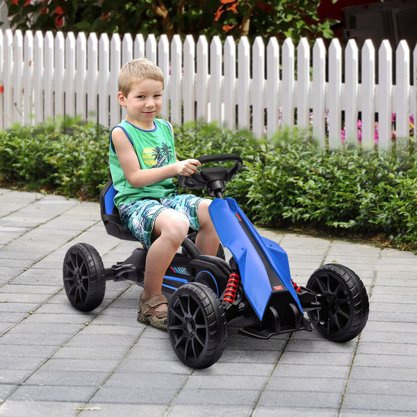 Gokart Kinderfahrzeug verstellbarer Sitz Handbremse 3-8 Jahre Blau