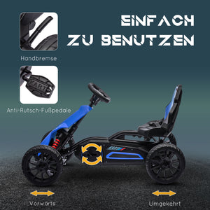 Gokart Kinderfahrzeug verstellbarer Sitz Handbremse 3-8 Jahre Blau