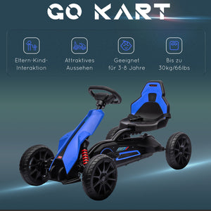 Gokart Kinderfahrzeug verstellbarer Sitz Handbremse 3-8 Jahre Blau