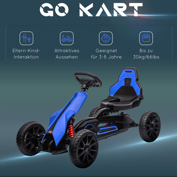 Gokart Kinderfahrzeug verstellbarer Sitz Handbremse 3-8 Jahre Blau