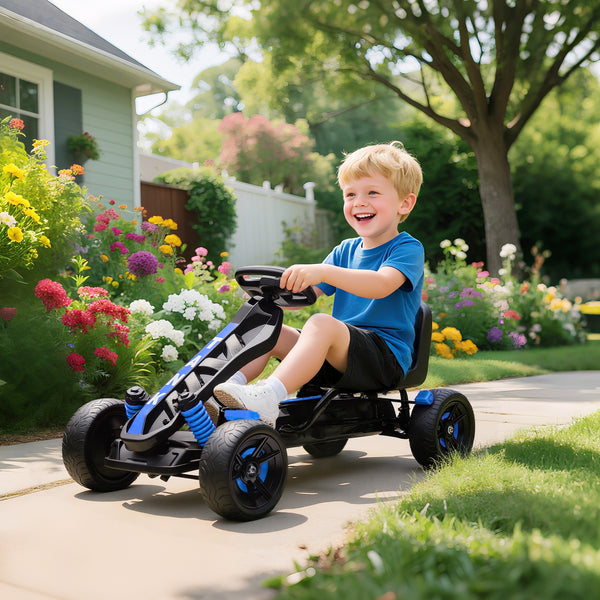 Gokart Tretauto mit Pedalen und Bremse für Kinder 3-6 Jahre blau