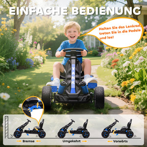 Gokart Tretauto mit Pedalen und Bremse für Kinder 3-6 Jahre blau