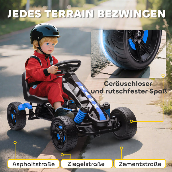Gokart Tretauto mit Pedalen und Bremse für Kinder 3-6 Jahre blau