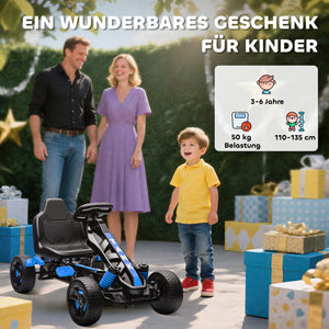 Gokart Tretauto mit Pedalen und Bremse für Kinder 3-6 Jahre blau