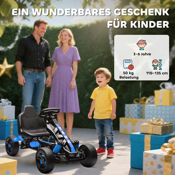 Gokart Tretauto mit Pedalen und Bremse für Kinder 3-6 Jahre blau