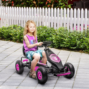 Gokart Tretfahrzeug verstellbarer Sitz 5-12 Jahre Rosa