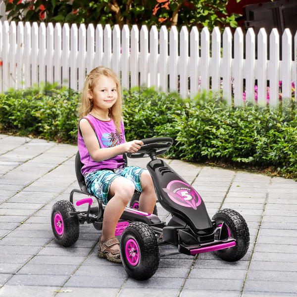 Gokart Tretfahrzeug verstellbarer Sitz 5-12 Jahre Rosa
