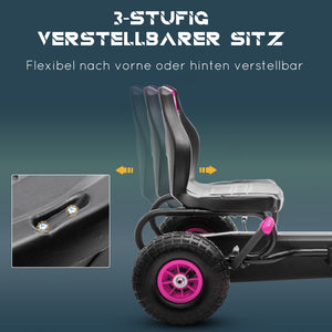 Gokart Tretfahrzeug verstellbarer Sitz 5-12 Jahre Rosa