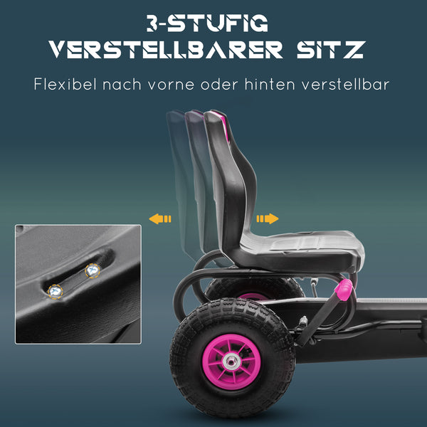 Gokart Tretfahrzeug verstellbarer Sitz 5-12 Jahre Rosa