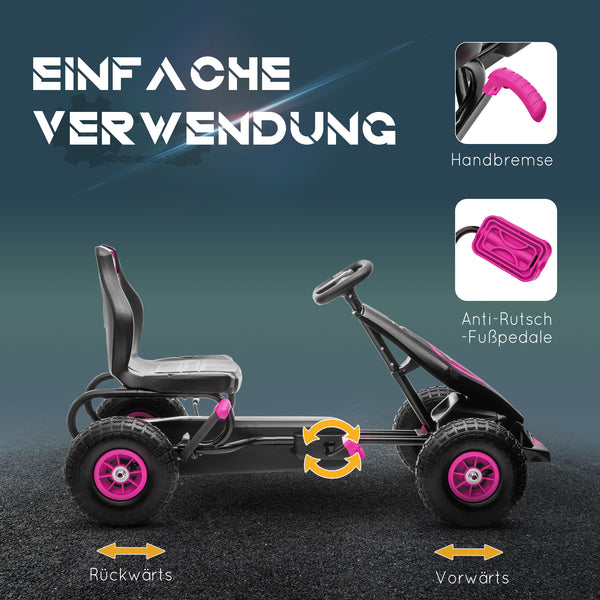 Gokart Tretfahrzeug verstellbarer Sitz 5-12 Jahre Rosa