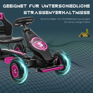Gokart Tretfahrzeug verstellbarer Sitz 5-12 Jahre Rosa