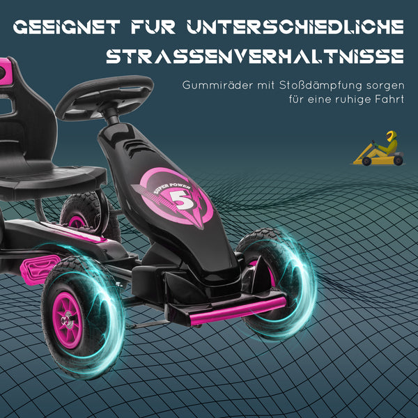 Gokart Tretfahrzeug verstellbarer Sitz 5-12 Jahre Rosa