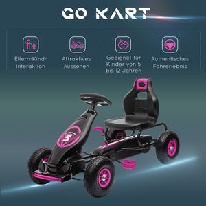 Gokart Tretfahrzeug verstellbarer Sitz 5-12 Jahre Rosa