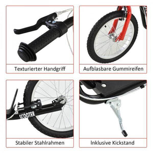 Kinderroller Tretroller Cityroller Kickscooter Kickboard mit Luftreifen und Handbremse 16 Zoll Schwarz
