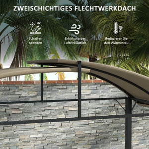 Grillpavillon mit Seitenablagen und Haken 1,1x2,3m Stahl khaki