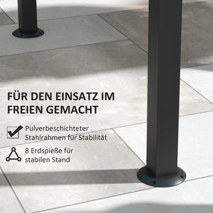 Grillpavillon mit Seitenablagen und Haken 1,1x2,3m Stahl khaki