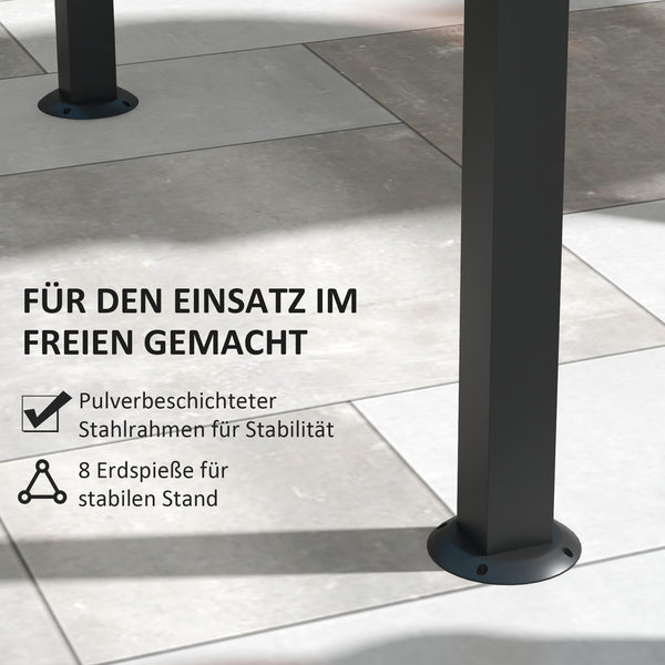 Grillpavillon mit Seitenablagen und Haken 1,1x2,3m Stahl khaki