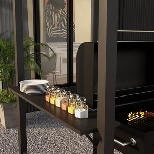 Grillpavillon mit Seitenablagen und Haken 1,1x2,3m Stahl khaki