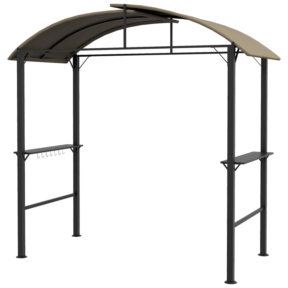 Grillpavillon mit Seitenablagen und Haken 1,1x2,3m Stahl khaki