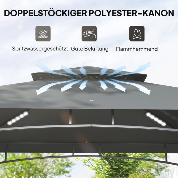 Grillpavillon wasserabweisend flammhemmend mit LED für Garten