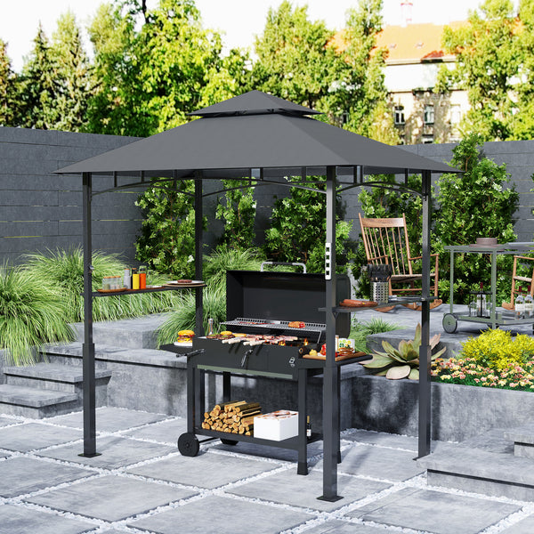Grillpavillon mit LED Beleuchtung und Gewürzregalen für Garten