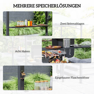 Grillpavillon mit LED Beleuchtung und Gewürzregalen für Garten