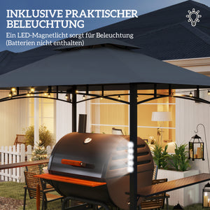 Grillpavillon mit LED Beleuchtung und Gewürzregalen für Garten