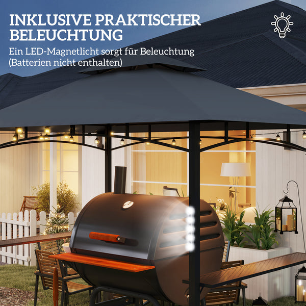 Grillpavillon mit LED Beleuchtung und Gewürzregalen für Garten