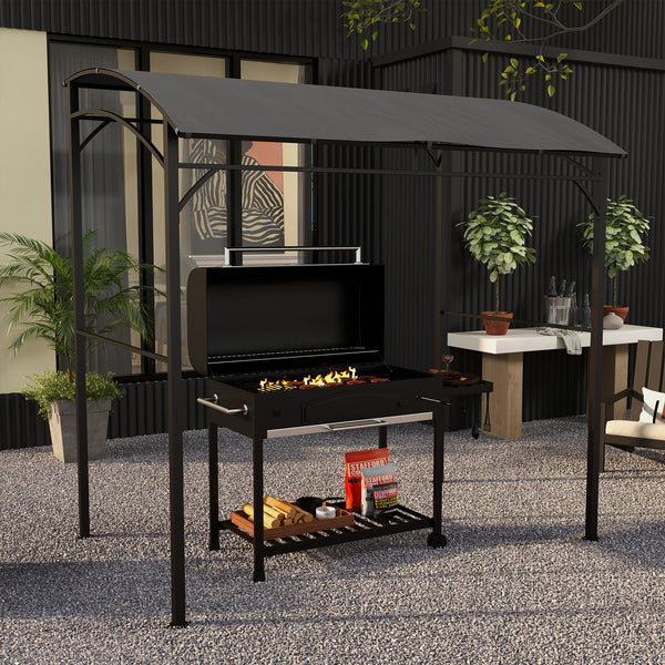 Grillpavillon mit Regendach und Haken für Garten Stahl