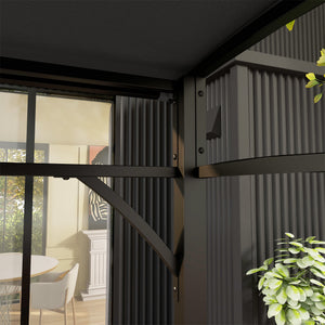 Grillpavillon mit Regendach und Haken für Garten Stahl