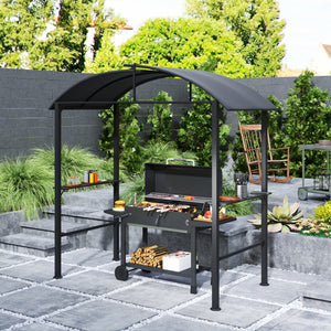 Grillpavillon mit Seitenablagen und Haken Stahl dunkelgrau