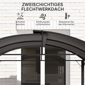 Grillpavillon mit Seitenablagen und Haken Stahl dunkelgrau