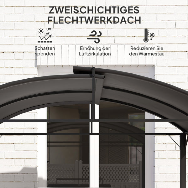 Grillpavillon mit Seitenablagen und Haken Stahl dunkelgrau