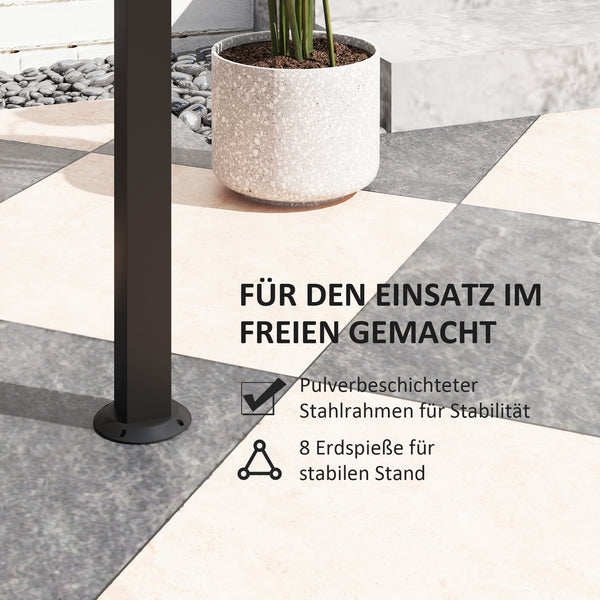 Grillpavillon mit Seitenablagen und Haken Stahl dunkelgrau