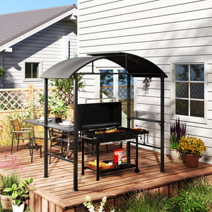 Grillpavillon mit Seitenablagen und Haken Stahl dunkelgrau