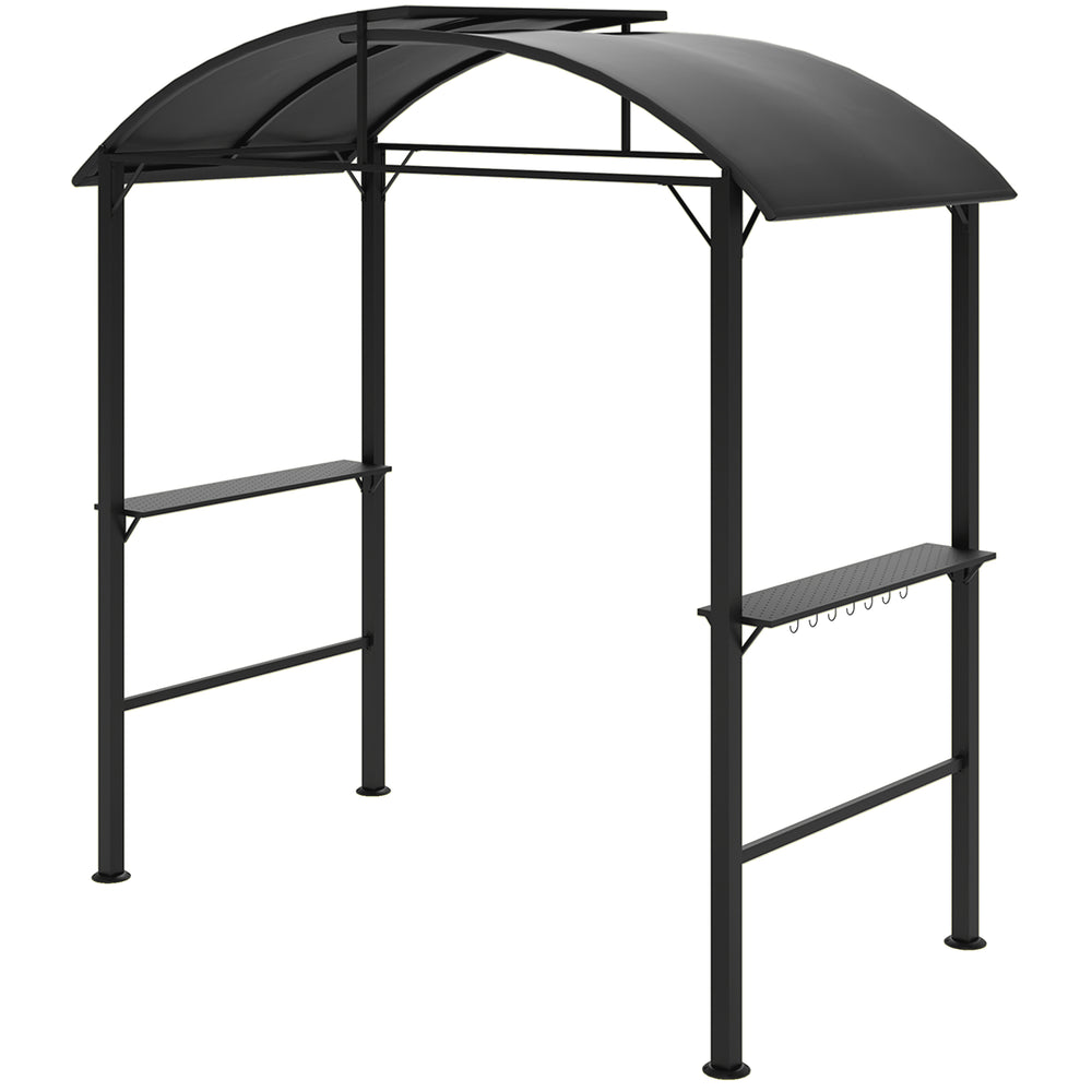 Grillpavillon mit Seitenablagen und Haken Stahl dunkelgrau