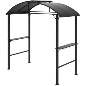 Grillpavillon mit Seitenablagen und Haken Stahl dunkelgrau