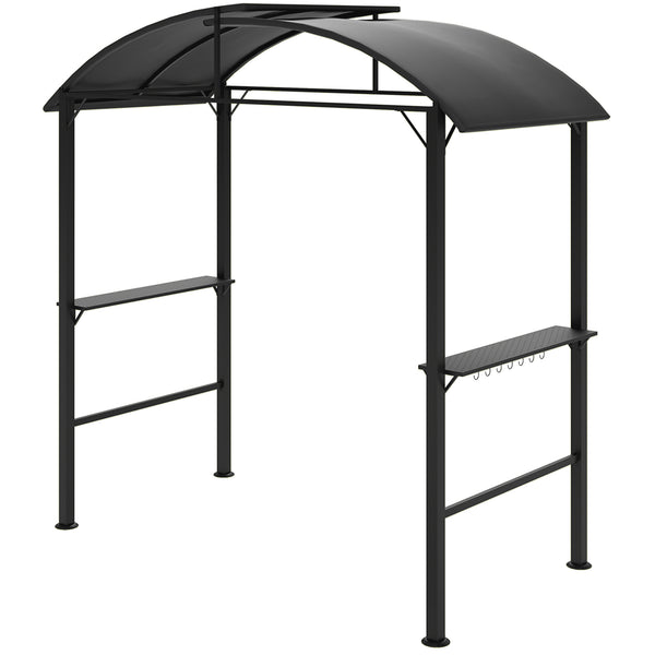Grillpavillon mit Seitenablagen und Haken Stahl dunkelgrau
