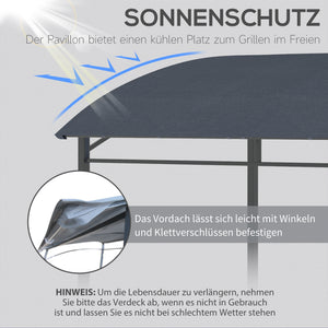 Grillpavillon Grillüberdachung wetterfest mit Haken für Garten grau