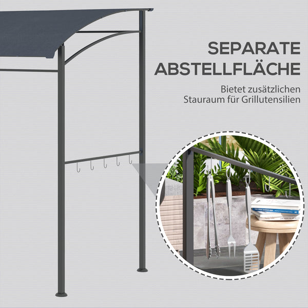 Grillpavillon Grillüberdachung wetterfest mit Haken für Garten grau