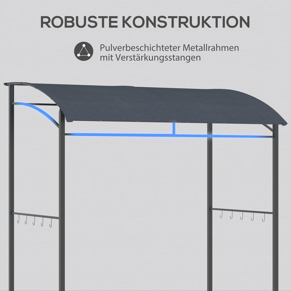 Grillpavillon Grillüberdachung wetterfest mit Haken für Garten grau